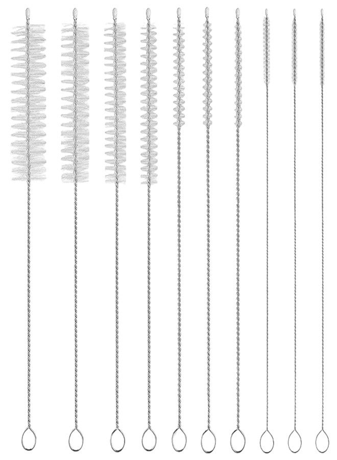 CIDYAUST Straw Cleaner Brush Set,10Pcs 9.8 Inch Long Straw Brush,Nylon Pipe Tube Cleaner with 10 Different Diameters.Bottle Brush for Baby Bottle,Tumbler,Sippy Cup and Sinks. - Image 1